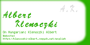 albert klenoczki business card